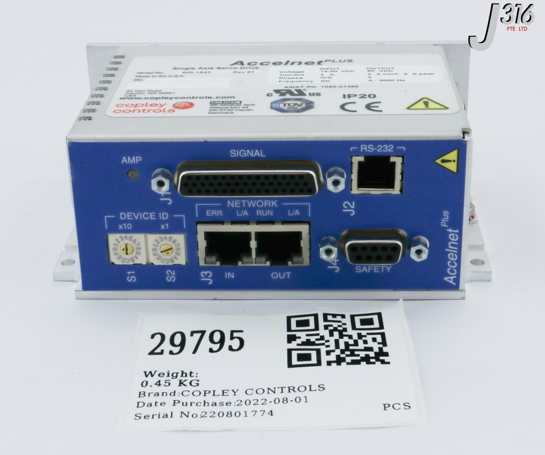 29795 COPLEY CONTROLS SGL AXIS SERVO DRV,ACCELNET PLUS,AMAT 1080